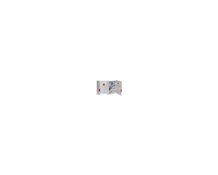 Botiquin plastico extraduro con material para primeros auxilios 460x340x150 mm