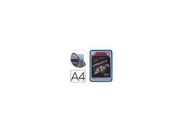 Marco porta anuncios tarifold magneto din a4 con 4 bandas magneticas en el dorso color azul pack de 2 unidades