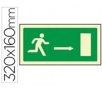 Pictograma syssa señal de salida emergencia flecha derecha en pvc fotoluminiscente 320x160 mm