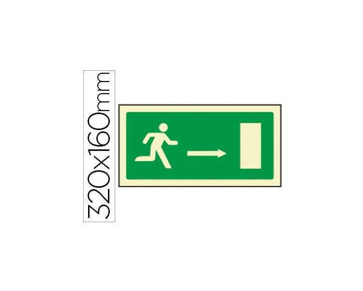 Pictograma syssa señal de salida emergencia flecha derecha en pvc fotoluminiscente 320x160 mm