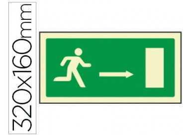 Pictograma syssa señal de salida emergencia flecha derecha en pvc fotoluminiscente 320x160 mm