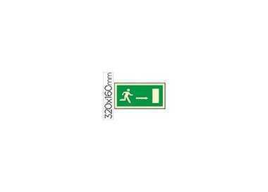 Pictograma syssa señal de salida emergencia flecha derecha en pvc fotoluminiscente 320x160 mm
