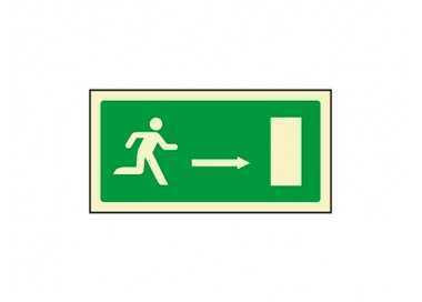 Pictograma syssa señal de salida emergencia flecha derecha en pvc fotoluminiscente 320x160 mm