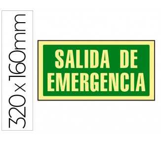 Pictograma syssa señal de salida de emergencia en pvc fotoluminiscente 320x160 mm
