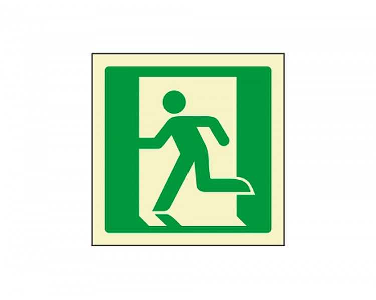 Pictograma syssa señal de salida de emergencia izquierda en pvc fotoluminiscente 224x224 mm