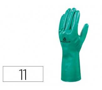 Guantes deltaplus tratado en nitrilo flocado de algodon especial para trabajos con liquidos quimicos talla 11