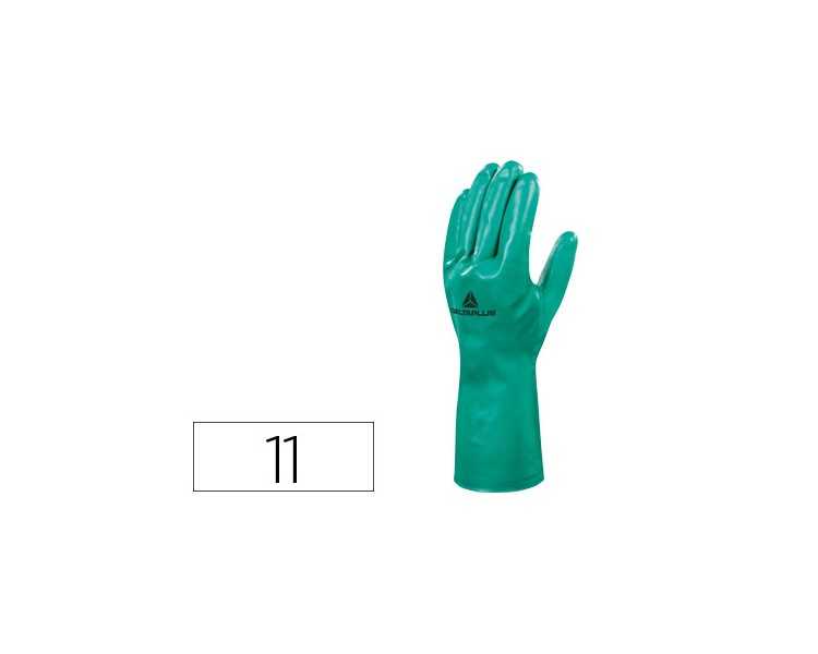 Guantes deltaplus tratado en nitrilo flocado de algodon especial para trabajos con liquidos quimicos talla 11