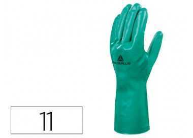 Guantes deltaplus tratado en nitrilo flocado de algodon especial para trabajos con liquidos quimicos talla 11