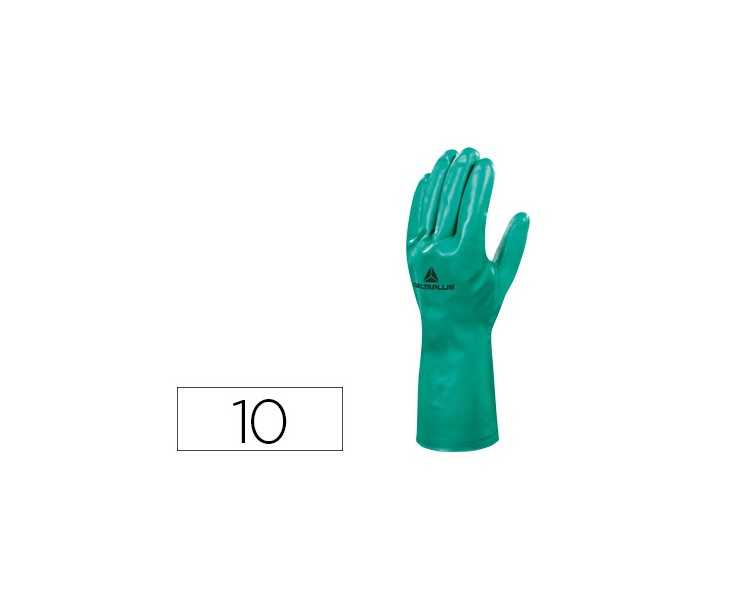 Guantes deltaplus tratado en nitrilo flocado de algodon especial para trabajos con liquidos quimicos talla 10