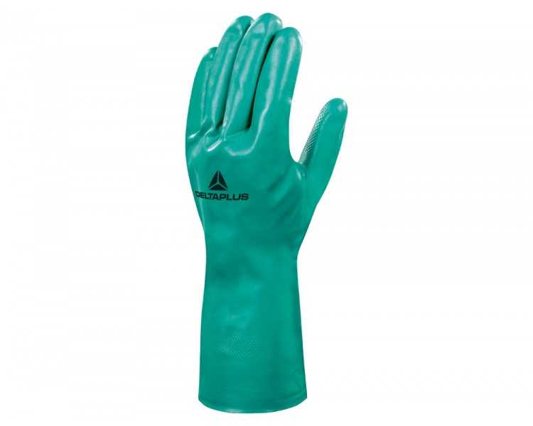 Guantes deltaplus tratado en nitrilo flocado de algodon especial para trabajos con liquidos quimicos talla 10