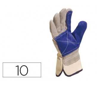 Guantes deltaplus docker serraje vacuno reforzado ideal para trabajos intensivo color gris-azul talla 10
