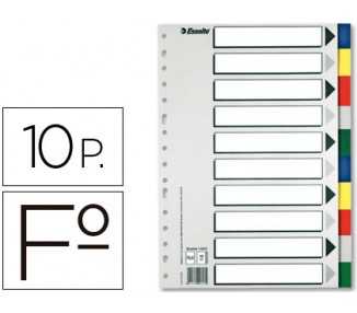 Separador esselte plastico juego de 10 separadores folio con 5 colores multitaladro