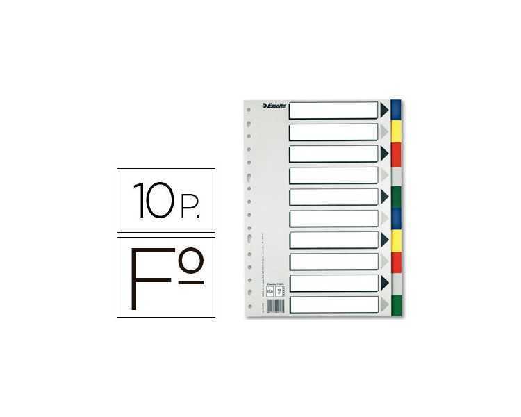 Separador esselte plastico juego de 10 separadores folio con 5 colores multitaladro