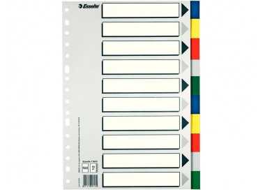 Separador esselte plastico juego de 10 separadores folio con 5 colores multitaladro