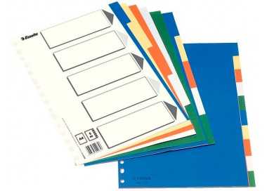 Separador esselte plastico juego de 10 separadores folio con 5 colores multitaladro