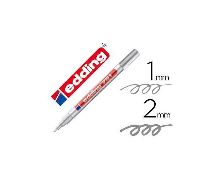 Rotulador edding punta fibra 751 plata punta redonda 1-2 mm