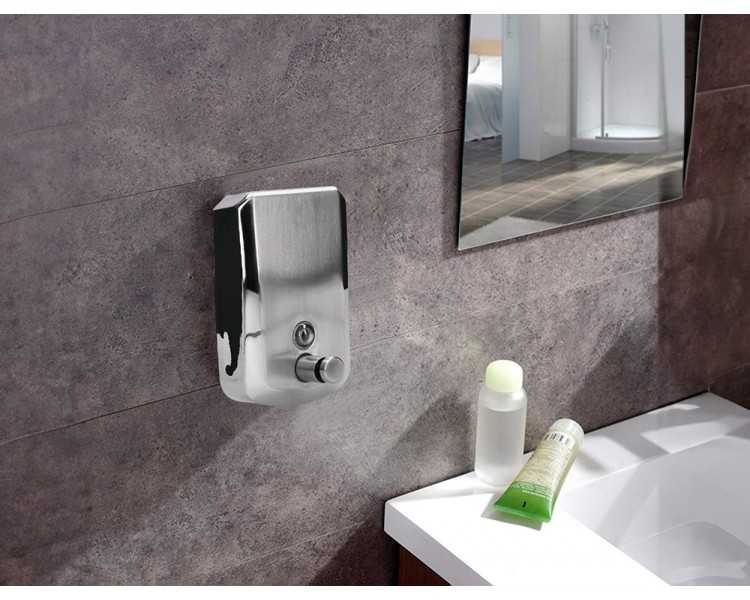 Dispensador manual q-connect de jabon 800 ml acero inoxidable 115x56x179mm
