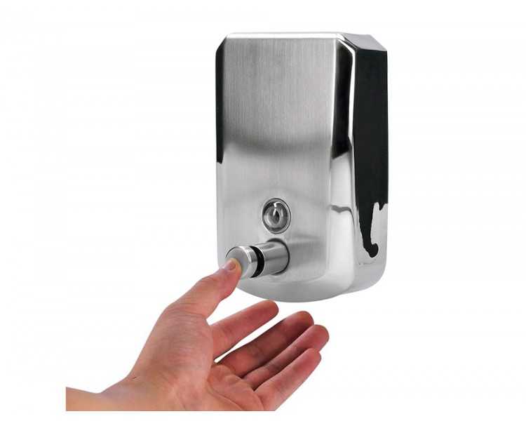 Dispensador manual q-connect de jabon 800 ml acero inoxidable 115x56x179mm