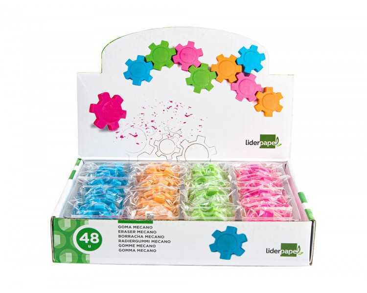 Goma liderpapel mecano con forma de rueda colores surtidos