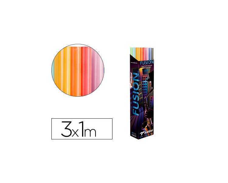 Papel kraft fusion 1x3 mt expositor 24 rollos colores surtidos