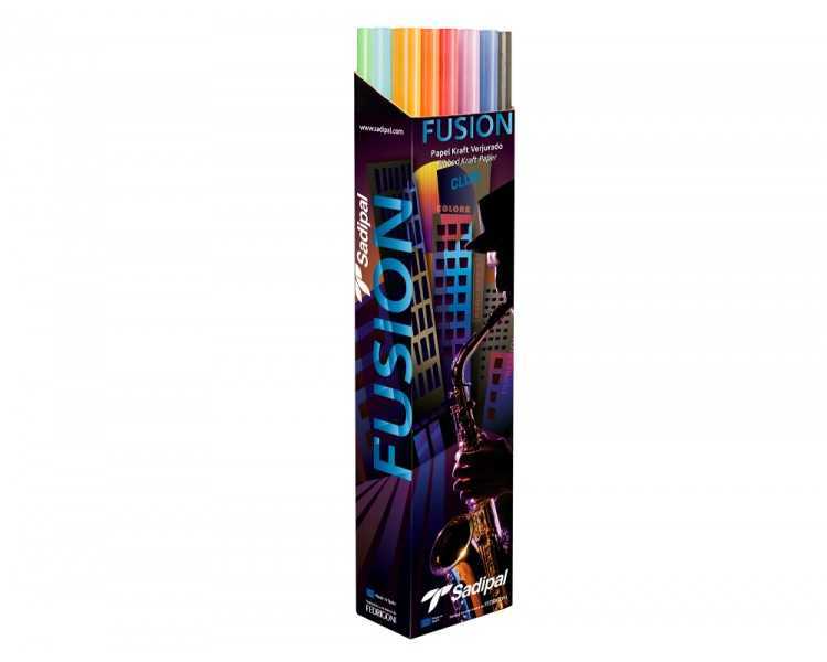 Papel kraft fusion 1x3 mt expositor 24 rollos colores surtidos