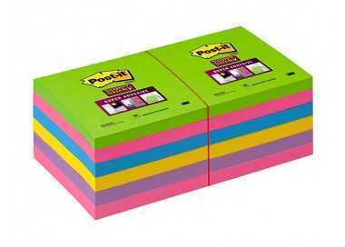 Bloc de notas adhesivas quita y pon post-it super stick ultra 76x76 mm pack de 12 bloc verde rosa amarilla Bloc de notas adhesivas quita y pon post-it super stick ultra 76x76 mm pack de 12 bloc verde rosa amarilla