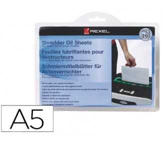 Hojas lubricantes rexel para destructora paquete de 20 hojas tamaño din a5