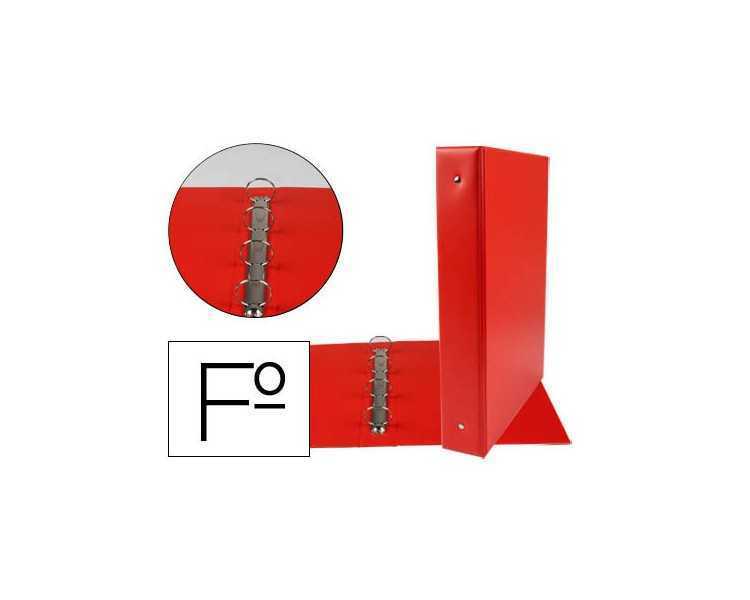 Carpeta liderpapel 4 anillas 40 mm redondas plastico folio color rojo