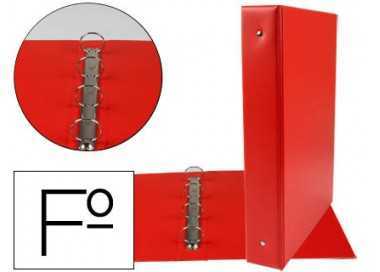 Carpeta liderpapel 4 anillas 40 mm redondas plastico folio color rojo