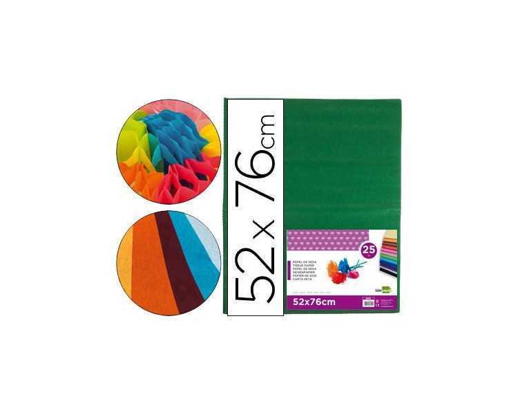 Papel seda liderpapel verde oscuro 52x76cm 18 gr/m2 paquete de 25 hojas