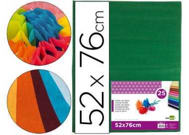 Papel seda liderpapel verde oscuro 52x76cm 18 gr/m2 paquete de 25 hojas