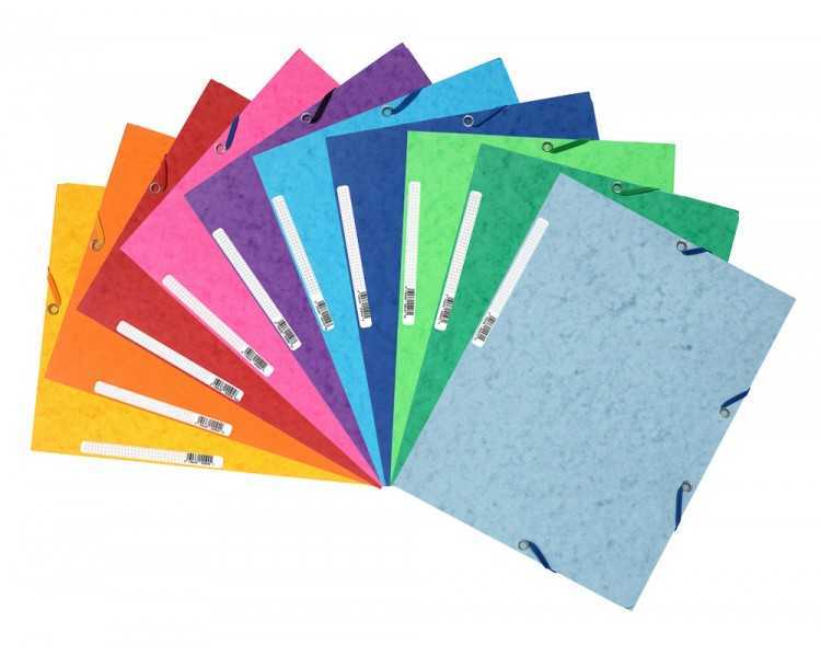 Carpeta exacompta gomas cartulina lustrada tres solapas din a4 colores surtidos