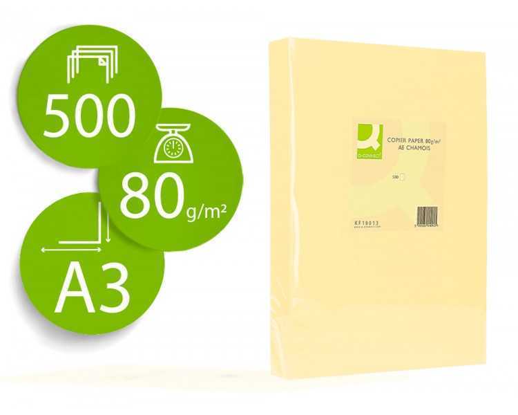 Papel color q-connect din a3 80gr champagne paquete de 500 hojas