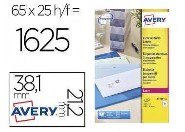 Etiqueta adhesivas resistente avery transparente 38,1x21,2 mm caja de 1625 unidades