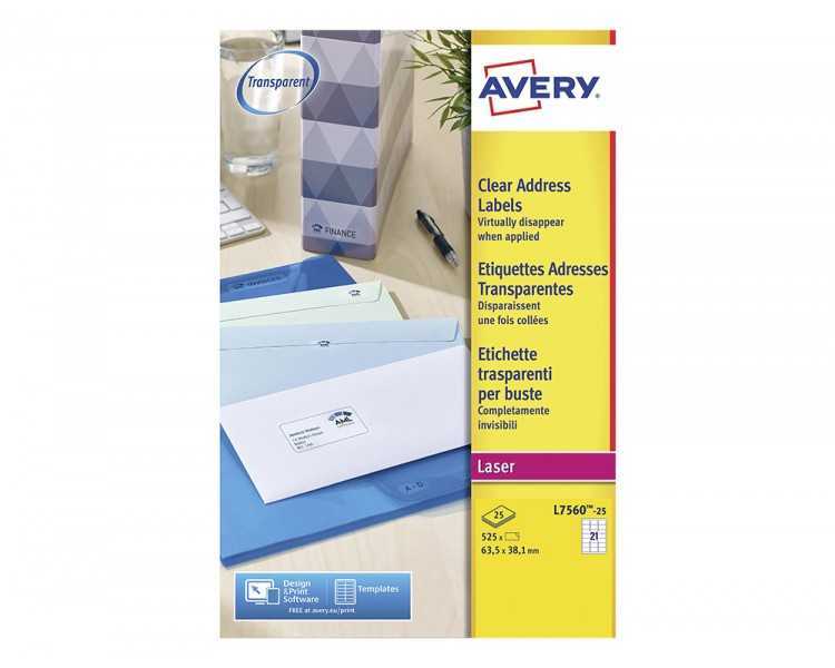 Etiqueta adhesivas resistente avery transparente 38,1x21,2 mm caja de 1625 unidades
