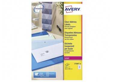 Etiqueta adhesivas resistente avery transparente 38,1x21,2 mm caja de 1625 unidades