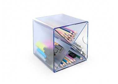 Archicubo archivo 2000 aspa organizador modular plastico azul transparente 150x150x155 mm incluye 2 clips de sujecion