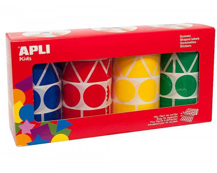 Gomets apli figuras surtidas t amaño xl pack de 4 rollos colores surtidos 5428 unidades