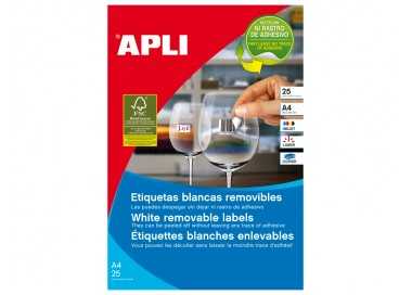 Etiqueta adhesivas apli 10198 tamaño 25,4x10 mm removible para fotocopiadora laser ink-jet caja 25 hojas con