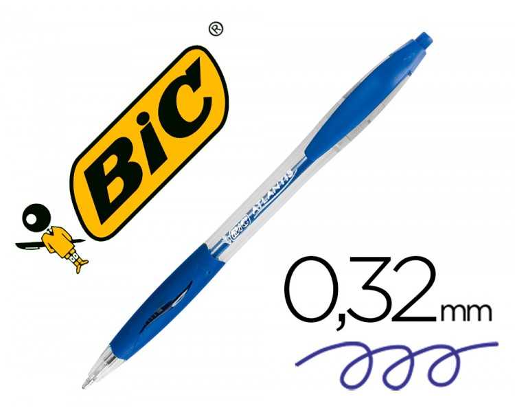 Boligrafo bic atlantis azul retractil tinta aceite punta de 1 mm