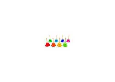 Campanita pequeña amaya de mano con mango tradicional escala diatonica set de 8 unidades colores surtidos