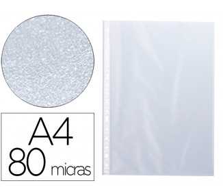Funda multitaladro q-connect din a4 80 mc cristal bolsa de 10 unidades
