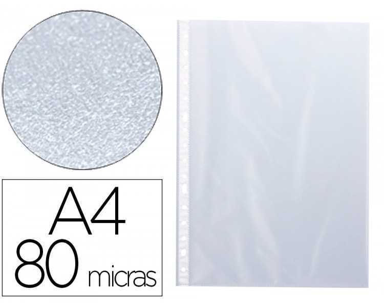 Funda multitaladro q-connect din a4 80 mc cristal bolsa de 10 unidades