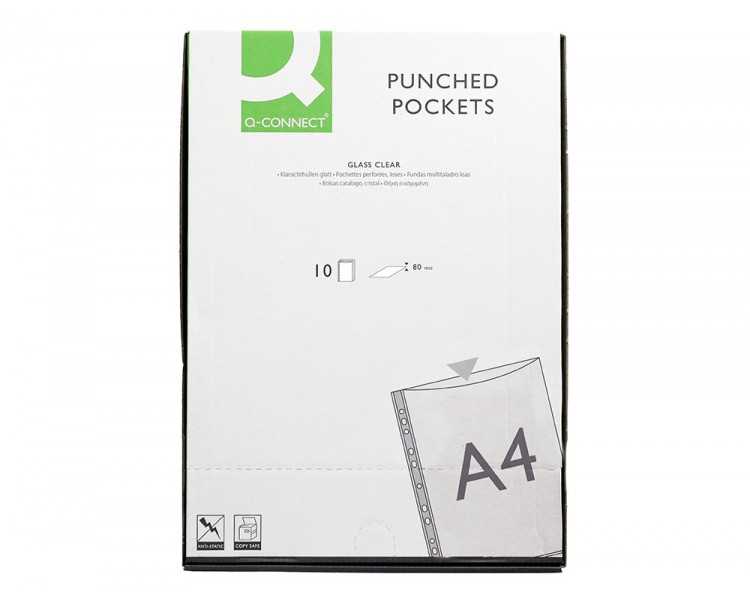 Funda multitaladro q-connect din a4 80 mc cristal bolsa de 10 unidades