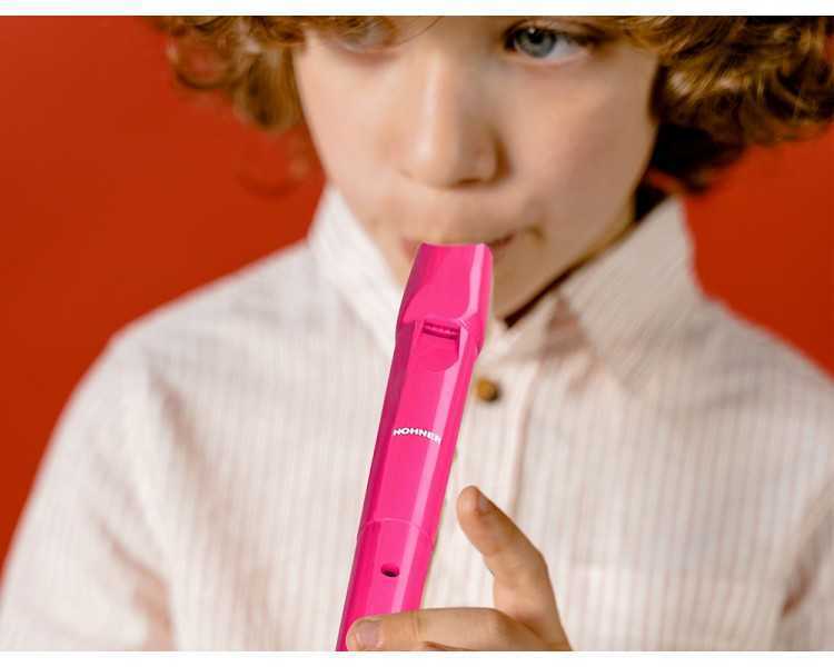 Flauta hohner 9508 color rosa funda verde y transparente