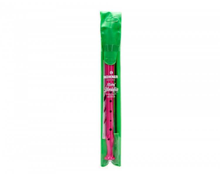 Flauta hohner 9508 color rosa funda verde y transparente