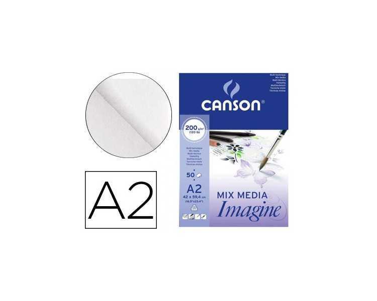 Bloc dibujo multitecnicas canson imagine din a2 encolado liso 42x59,4 cm 50 hojas 200 gr/m2