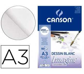 Bloc dibujo multitecnicas canson imagine din a3 encolado liso 29,7x42 cm 50 hojas 200 gr/m2