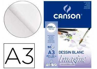 Bloc dibujo multitecnicas canson imagine din a3 encolado liso 29,7x42 cm 50 hojas 200 gr/m2