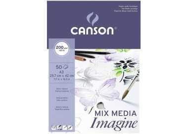 Bloc dibujo multitecnicas canson imagine din a3 encolado liso 29,7x42 cm 50 hojas 200 gr/m2